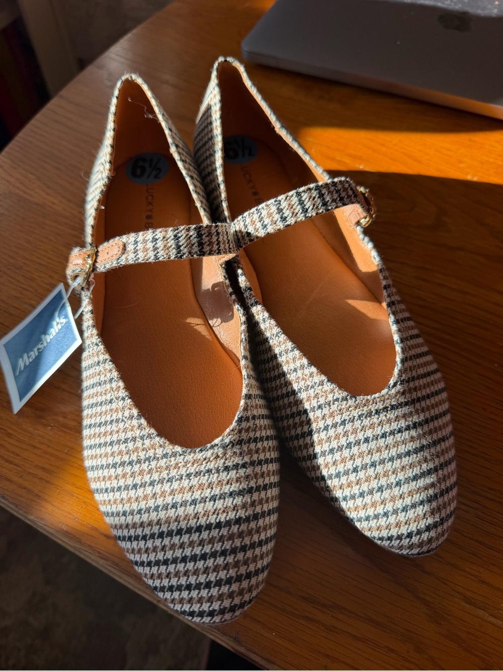 Lucky Brand Houndstooth Mary Jane Flats in Black, White, Brown
